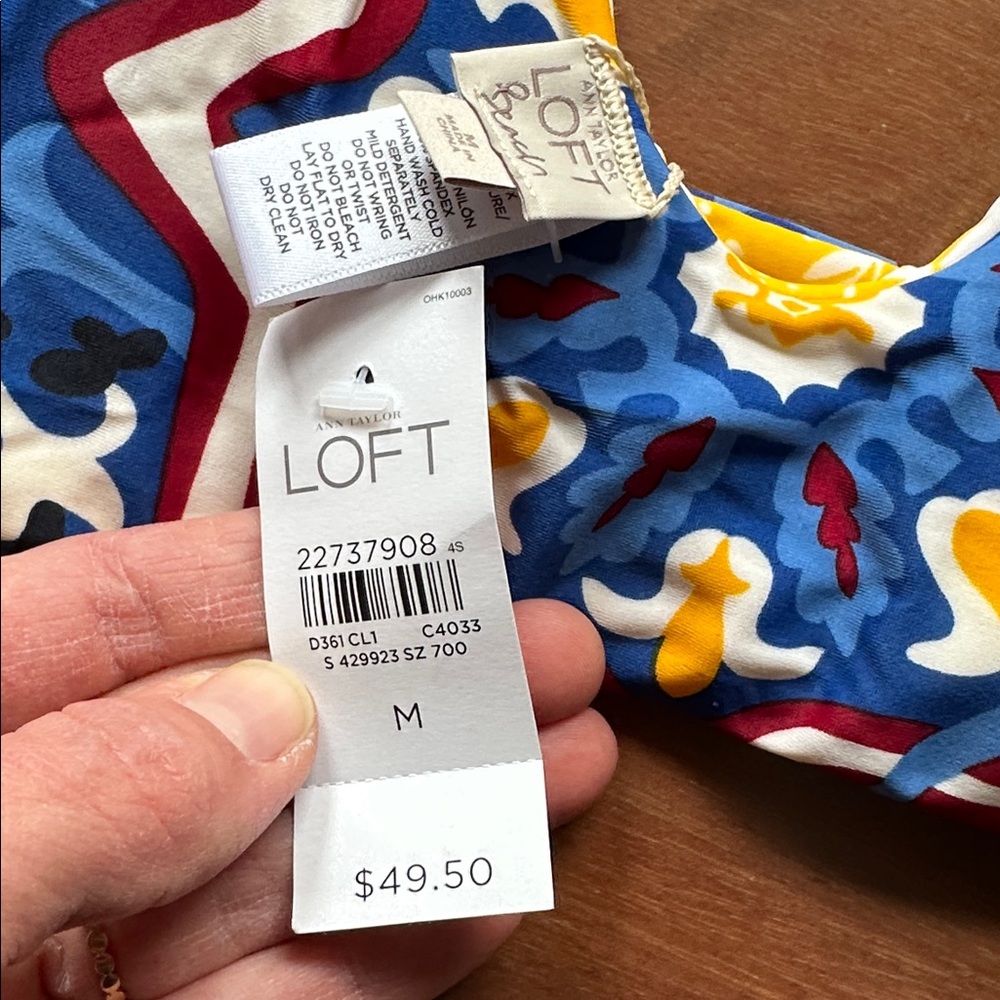 NWT LOFT Multicolor Patterned Bikini Top M - Picture 2 of 4